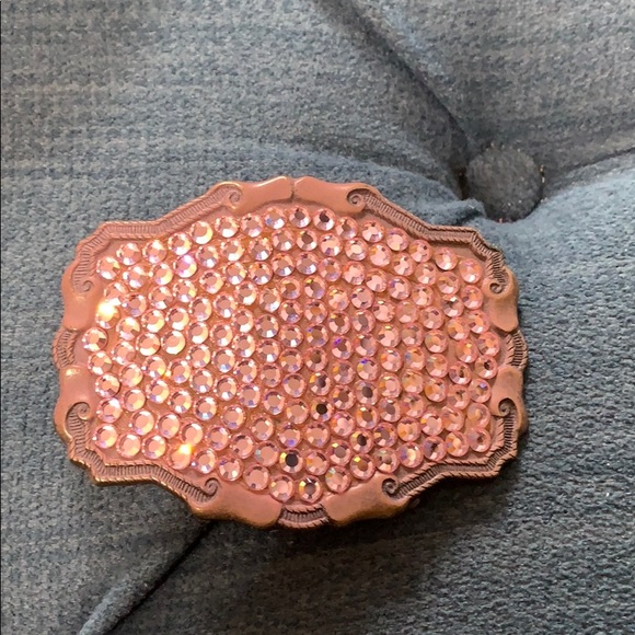 Leather Belt w three changeable rhinestone buckles - Picture 4 of 7